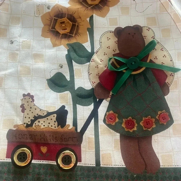 Women’s Hand Made Country Style Denim Embroidered VEST Bears Bees , Medium M - Picture 2 of 7